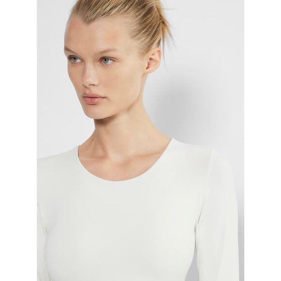 Aritzia Contour Crew Bodysuit Light Birch White Long Sleeve Size Medium M Fitted - Picture 12 of 16